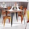Flash Furniture Orange Metal Stack Chair with Teak Poly Resin Seat CH-31230-OR-PL1T-GG - alternate 1
